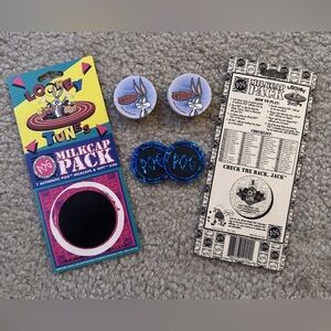 Vintage 1995 POG Looney Tunes Milkcaps + Slammers & Original Checklists WPF